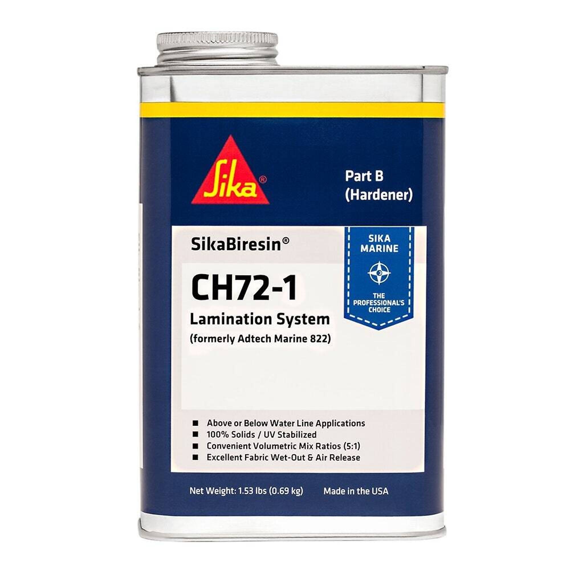 SikaBiresin CH72-1 Two-component Epoxy Lamination System, Fast Cure, Pale Amber, 1 Quart, Part B, 4PK